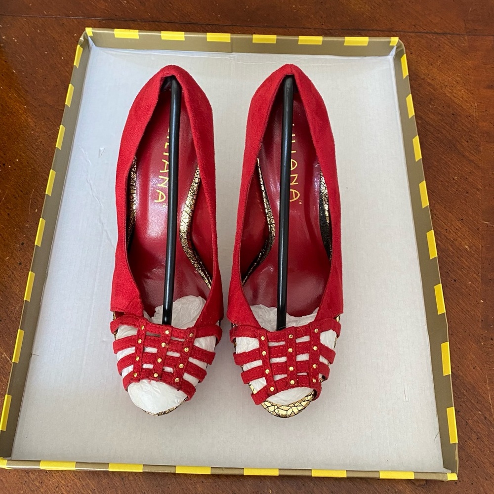 Liliana Red and Gold 5 inches Heels